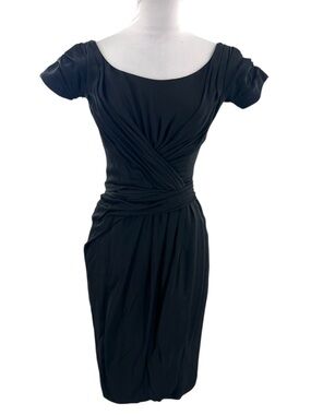 Vintage 1950s Iconic Ceil Chapman Black Jersey Drape Dress XS